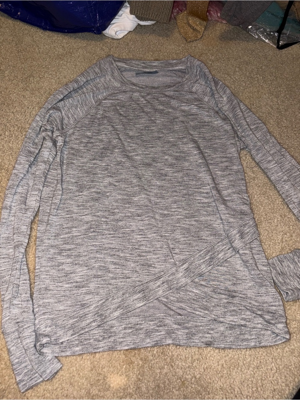 Athleta Size Small Gray Heathered Long Sleeve Layered  Shirt
